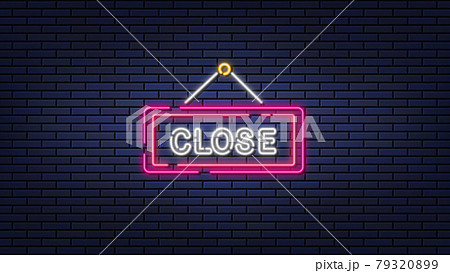 レンガの壁にcloseのネオンサインが描かれた背景イラストのイラスト素材 7939