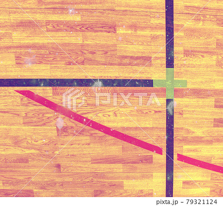 Detail of playground corner painted on wooden floor. Detail of playground corner painted on wooden floor. 79321124