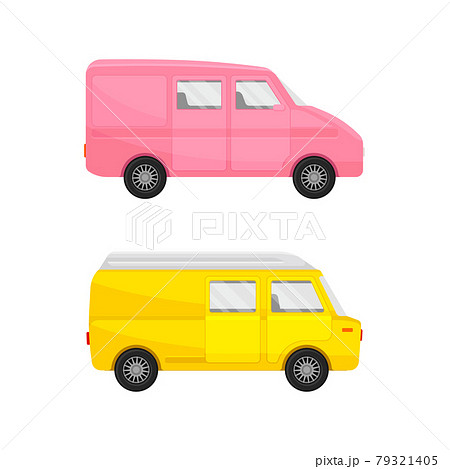 Bright Van as Road Vehicle and Transportation Vector Set 79321405