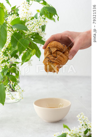 Breakfast with coffee and croissant Breakfast with coffee and croissant 79321536
