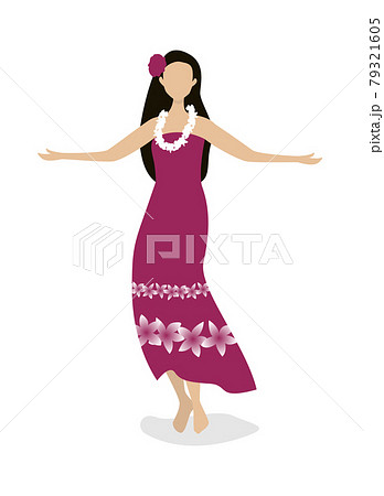 フラダンスをする女性のイラスト素材 フラダンスをする女性のイラスト素材