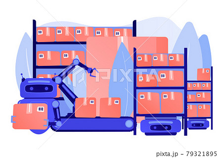 Warehousing robotization concept vector illustration Warehousing robotization concept vector illustration 79321895