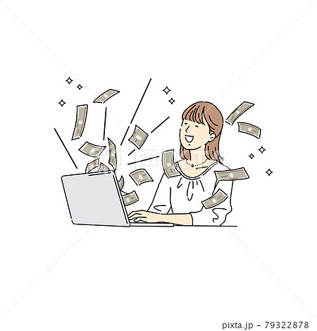 ネットビジネス、稼ぐ女性、副業、貯金 79322878