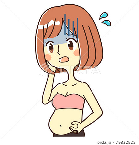 肥満 悩む 女性 イラストのイラスト素材