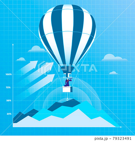 Vector illustration of businessman flying on hot air balloon Vector illustration of businessman flying on hot air balloon 79323491