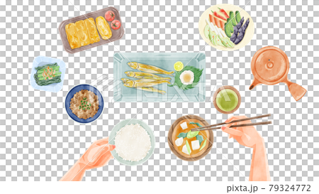 日式早餐(日本料理)手繪水彩風格插畫 日式早餐(日本料理)手繪水彩風格插畫 79324772