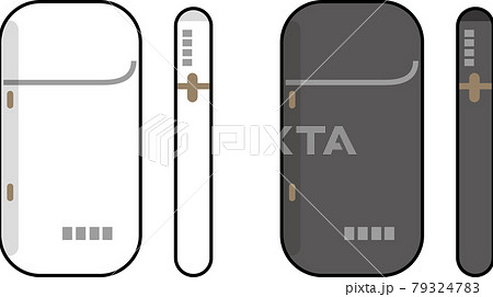 電子タバコ 加熱式たばこ イラスト 白 黒 79324783