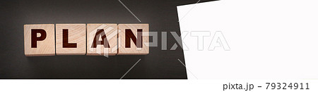 Wooden cube block s with word plan. Business planning concept 79324911