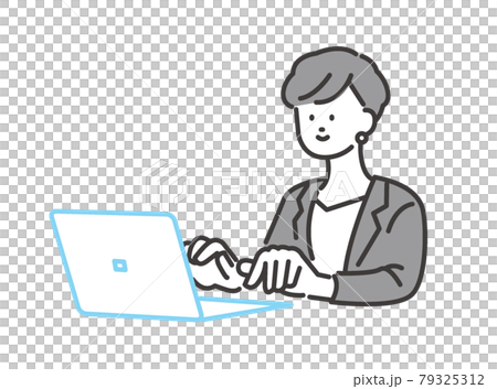 働く女性 イメージイラスト ベクター素材  デスクワーク 79325312