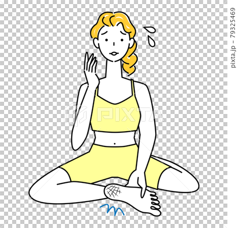 Skin care Cute woman with cracked heels on the soles of her feet Cross-legged illustration vector 79325469