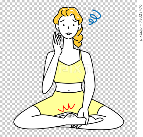Skin care Cute woman with cracked heels on the soles of her feet Cross-legged illustration vector 79325470
