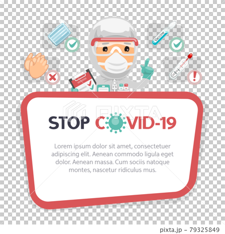 Stop Covid-19 Red Poster - Stock Illustration [79325849] - PIXTA