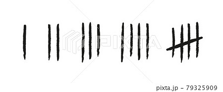 Tally marks from one to five. Hand drawn lines or sticks. Simple mathematical count visualization, prison or jail wall counter. Set of number icons. Vector illustration isolated on white background 79325909