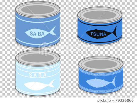 サバ・ツナ缶の魚柄パッケージイラスト 79326866
