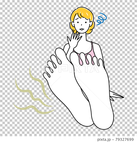 スキンケア 自分の足が臭くて驚き悲しんでいる可愛い女性 足裏のアップ イラスト ベクター スキンケア 自分の足が臭くて驚き悲しんでいる可愛い女性 足裏のアップ イラスト ベクター 79327699