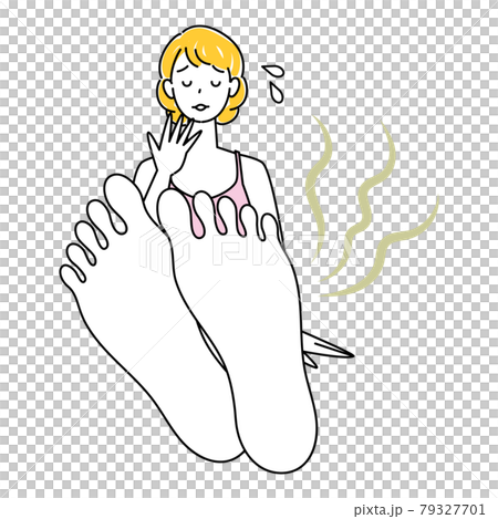 スキンケア 自分の足が臭くて驚き悲しんでいる可愛い女性 足裏のアップ イラスト ベクター スキンケア 自分の足が臭くて驚き悲しんでいる可愛い女性 足裏のアップ イラスト ベクター 79327701