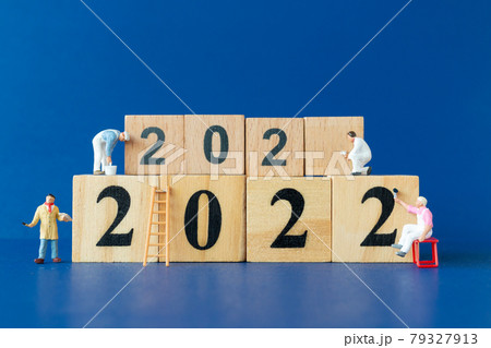 Miniature people worker team painting number 2022 Miniature people worker team painting number 2022 79327913