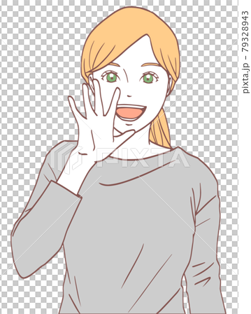 呼びかける女性(シンプルカラー) 呼びかける女性(シンプルカラー) 79328943