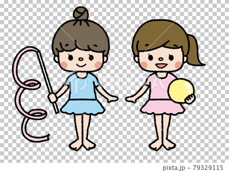 Illustration of rhythmic gymnastics club members Lessons, club activities, hobbies Color 79329115