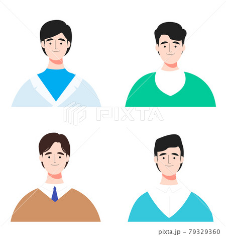 set of Smiling Asian employees, workers in avatar flat illustration, profile drawing concept set of Smiling Asian employees, workers in avatar flat illustration, profile drawing concept 79329360