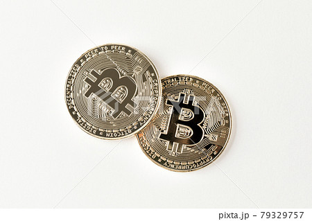piled, spread bitcoin object, cryptocurrency concept 79329757