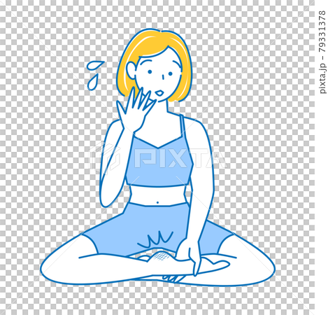 Skin care Cute woman with cracked heels on the soles of her feet Cross-legged illustration vector 79331378