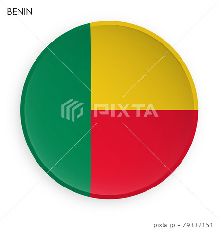 Republic of Benin flag icon in modern neomorphism style. Button for mobile application or web. Vector on white background