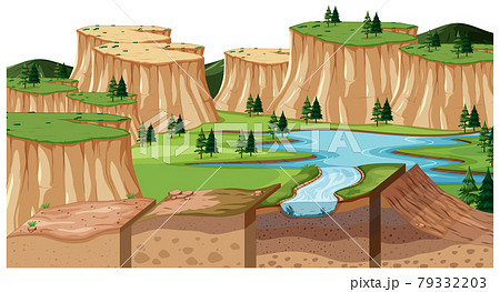 Nature landscape scene at daytime with soil layers Nature landscape scene at daytime with soil layers 79332203
