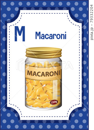 Alphabet flashcard with letter M for Macaroni 79332204