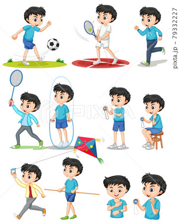 Set of boy doing different types of sports Set of boy doing different types of sports 79332227