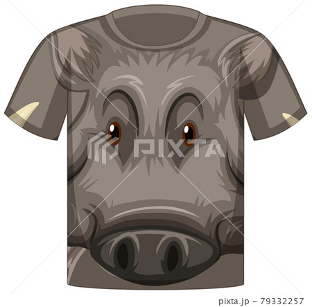 Front of t-shirt with face of wild boar pattern 79332257