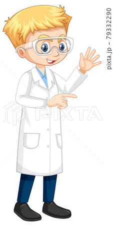 A boy cartoon character wearing laboratory coat A boy cartoon character wearing laboratory coat 79332290