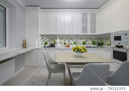 Modern luxurious kitchen and dining room Modern luxurious kitchen and dining room 79332335