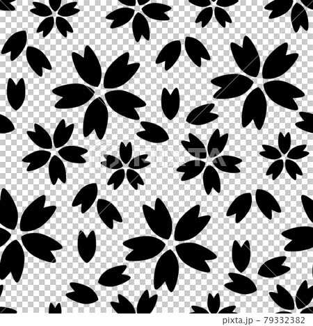 桜散らし文様のシームレスパターン　モノトーン 79332382