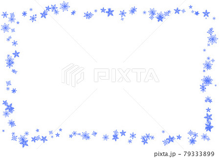 白ふち青いお花のフレーム枠 ポストカード比率 のイラスト素材
