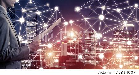 Concept of modern business networking that connect and cooperate Concept of modern business networking that connect and cooperate 79334007