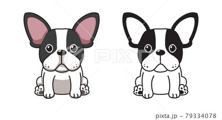 Vector Cartoon Set Of French Bulldogのイラスト素材