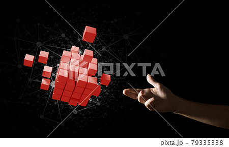 Idea of new technologies and integration presented by cube figure Idea of new technologies and integration presented by cube figure 79335338
