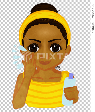 Hispanic girl who prepares her skin with lotion 79335590