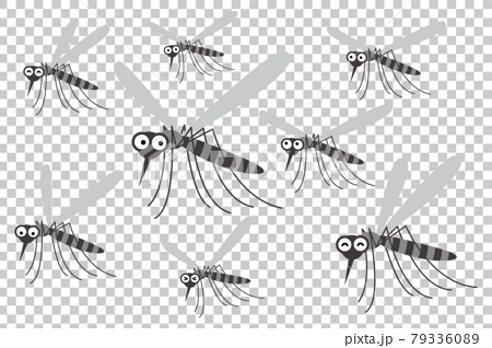 成群結隊的蚊子（漫畫風格的矢量圖） 79336089
