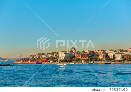 Muslim mosque in Turkey. View from the Bosphorus. Istanbul architecture 79336160