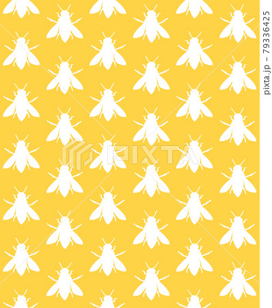 Vector seamless pattern of white hand drawn bee 79336425