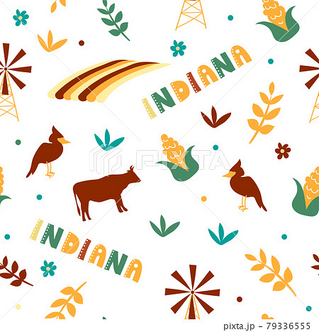 USA collection. Vector illustration of Indiana theme. State Symbols 79336555