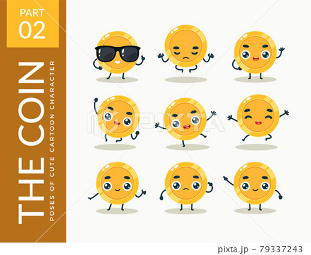 Mascot images of the Gold Coin. Second set. Vector Illustration Mascot images of the Gold Coin. Second set. Vector Illustration 79337243