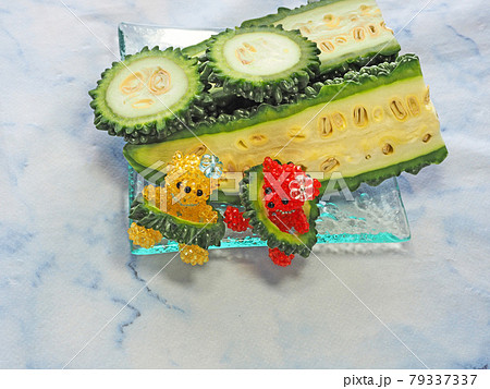 夏野菜ゴーヤーと手作りビーズテディベア 夏野菜ゴーヤーと手作りビーズテディベア 79337337