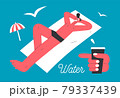modern vector illustration of a young man sunbathing on the beach 79337439