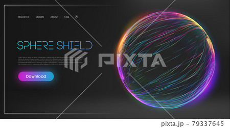 Sphere shield protect in abstract style. Virus protection bubble. Sphere lines technology background. Magic orb vector illustration. 79337645