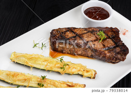 Grilled black angus steak New York 79338014
