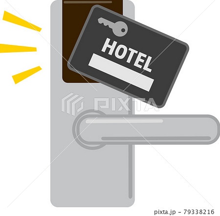 カードリーダーにかざされるホテルのカードキー カードリーダーにかざされるホテルのカードキー 79338216