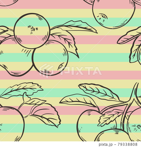 Seamless background with sketch apples, vector illustration. 79338808